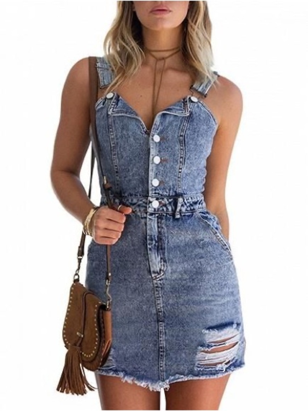 Ksubi The Palms Pini Broken Dress in Light Wash Denim Sz M.